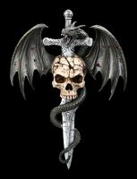 Wall Plaque Dragon and Dagger - Draco Skull