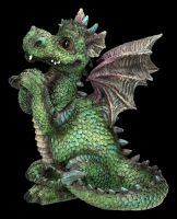Drachen Figur sitzend grün