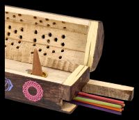 Räucherhalter Set - Holzbox Chakra
