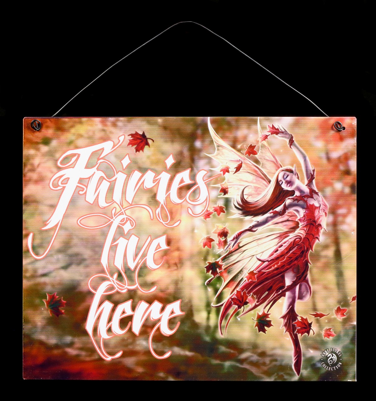 Autumn Fairy Metall Schild mit Elfe - Fairies live here