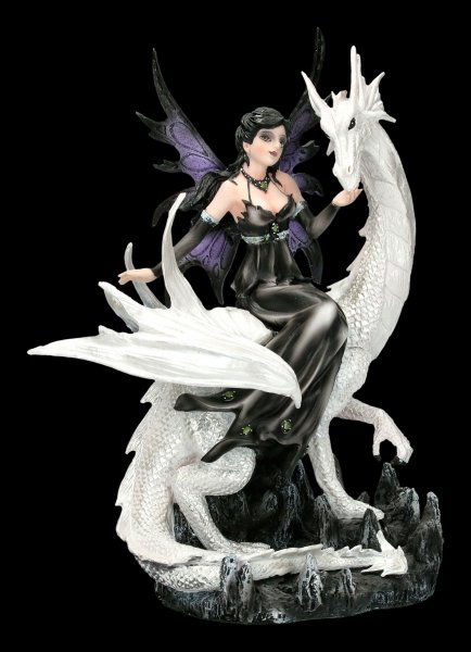 Elfen Figur - Dragolina sitzt auf Drachen