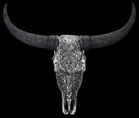 Wall Plaque - Cattle Skull with Ornaments silver