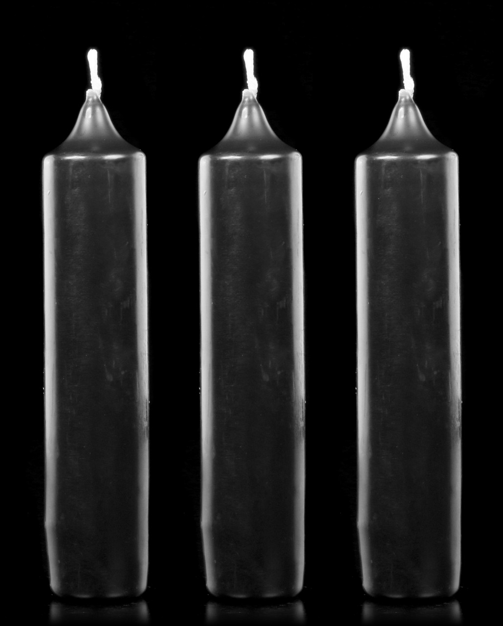Thick Black Candles - Set of 3