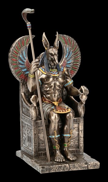 Anubis Figur sitzend auf Thron