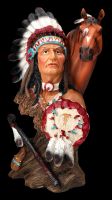 Indianer Figur - Häuptling Büste mit Pferd