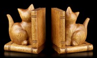 Cat Bookend Set - Wood
