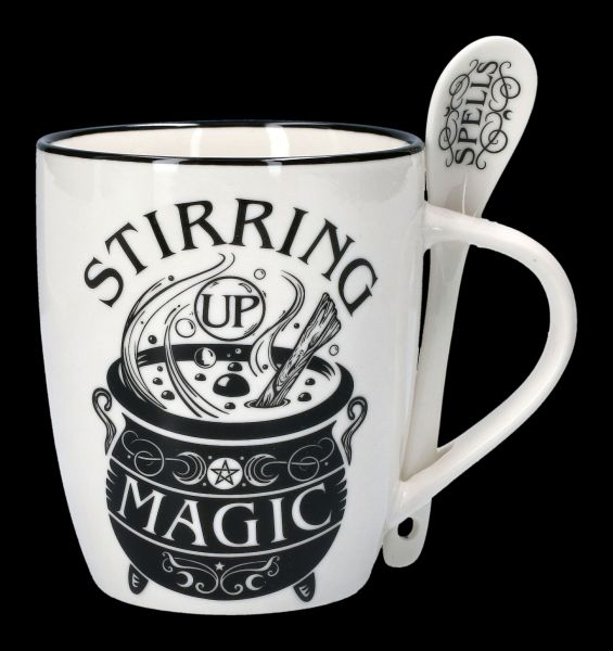 Tasse mit Löffel - Hexenkessel Stirring Up Magic