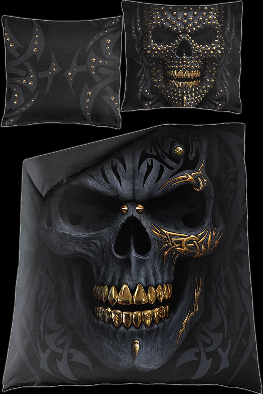 Black Gold Skull - Double Bedding