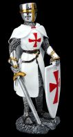 Ritter Figur weiß-rot mit Schild und Schwert