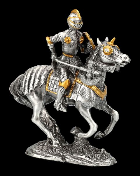 Pewter Figurine - Knight with Horse and Battle Axe
