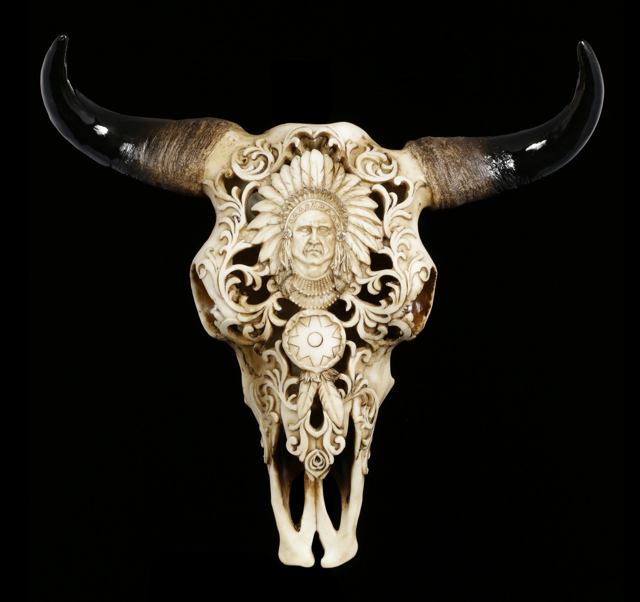 Wall Plaque Bull Skull - Indian Chief