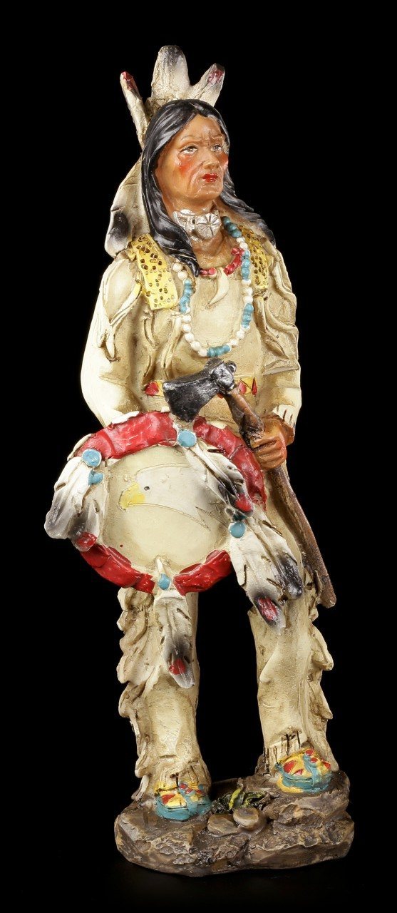 Indian Figurine - Warrior with Tomahawk and Shield