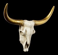 Wall Plaque Bull Skull - Golden Horns