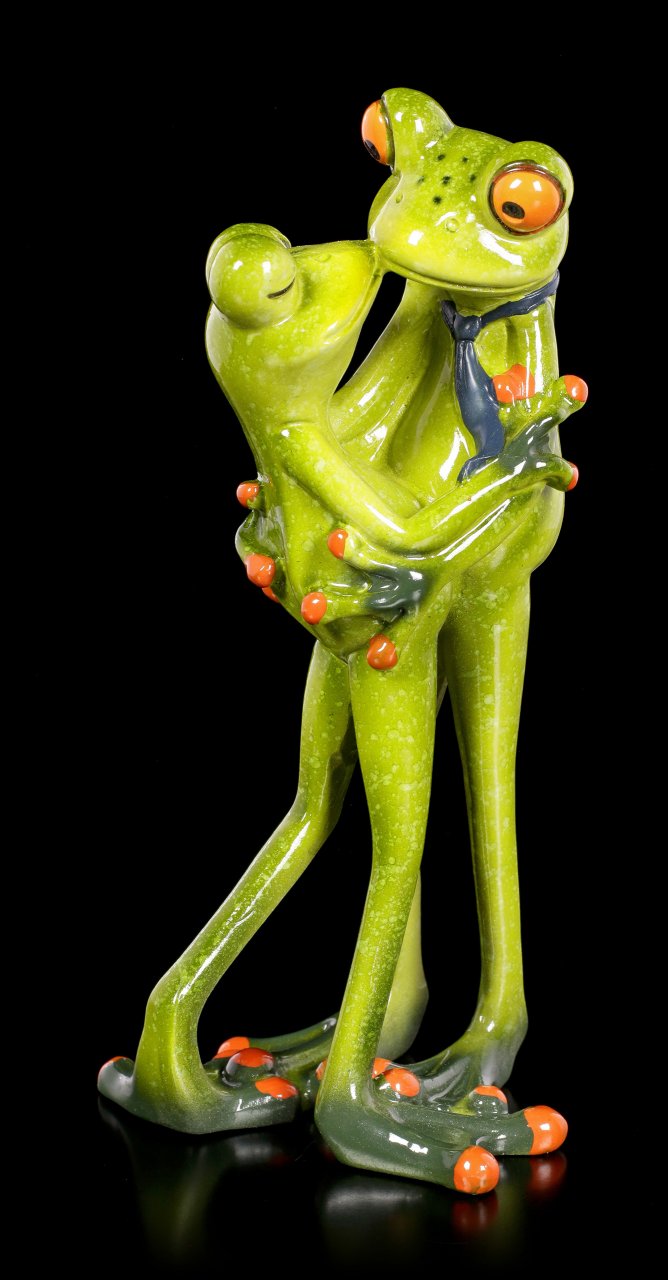 Funny Frog Figurines - Couple Kissing