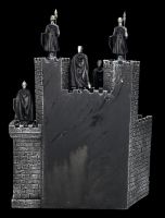 Knight Figurines Set of 12 black with Castle Display