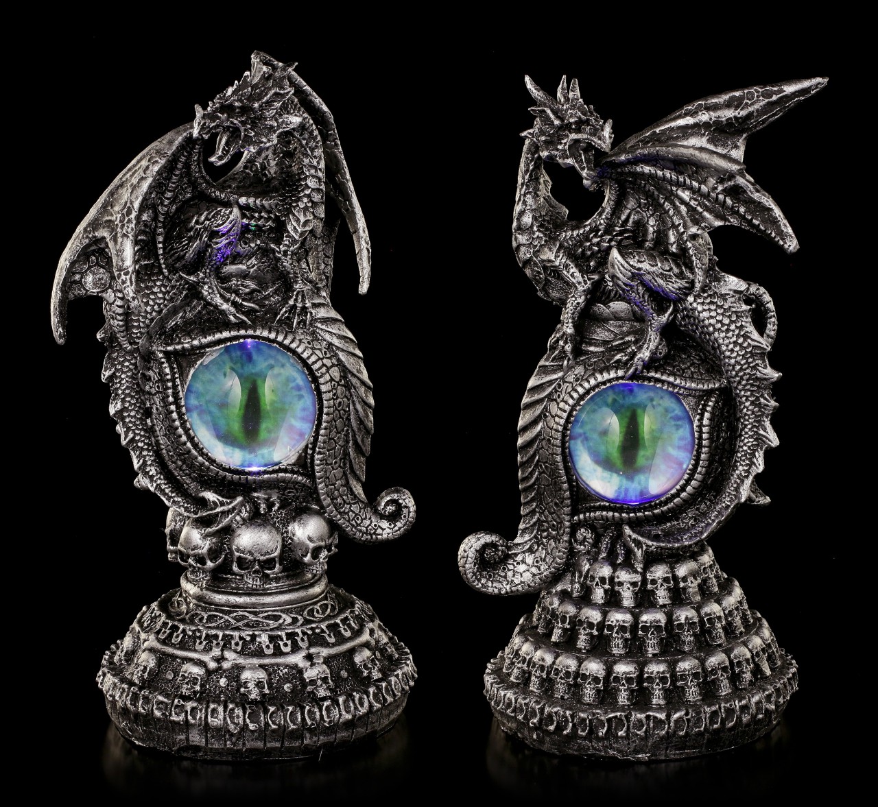 Dragon Figurines with Eyes & LED - Set of 2