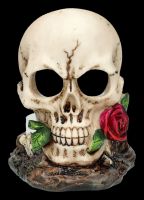 Teelichthalter - Totenkopf mit Rosen