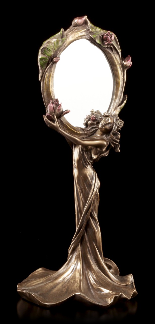 Art Nouveau Mirror - Woman holding Flower