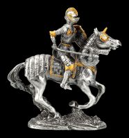 Zinn Figur - Ritter mit Pferd und Streitaxt
