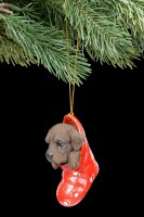 Christbaumschmuck Hund - Chocolate Labrador im Strumpf