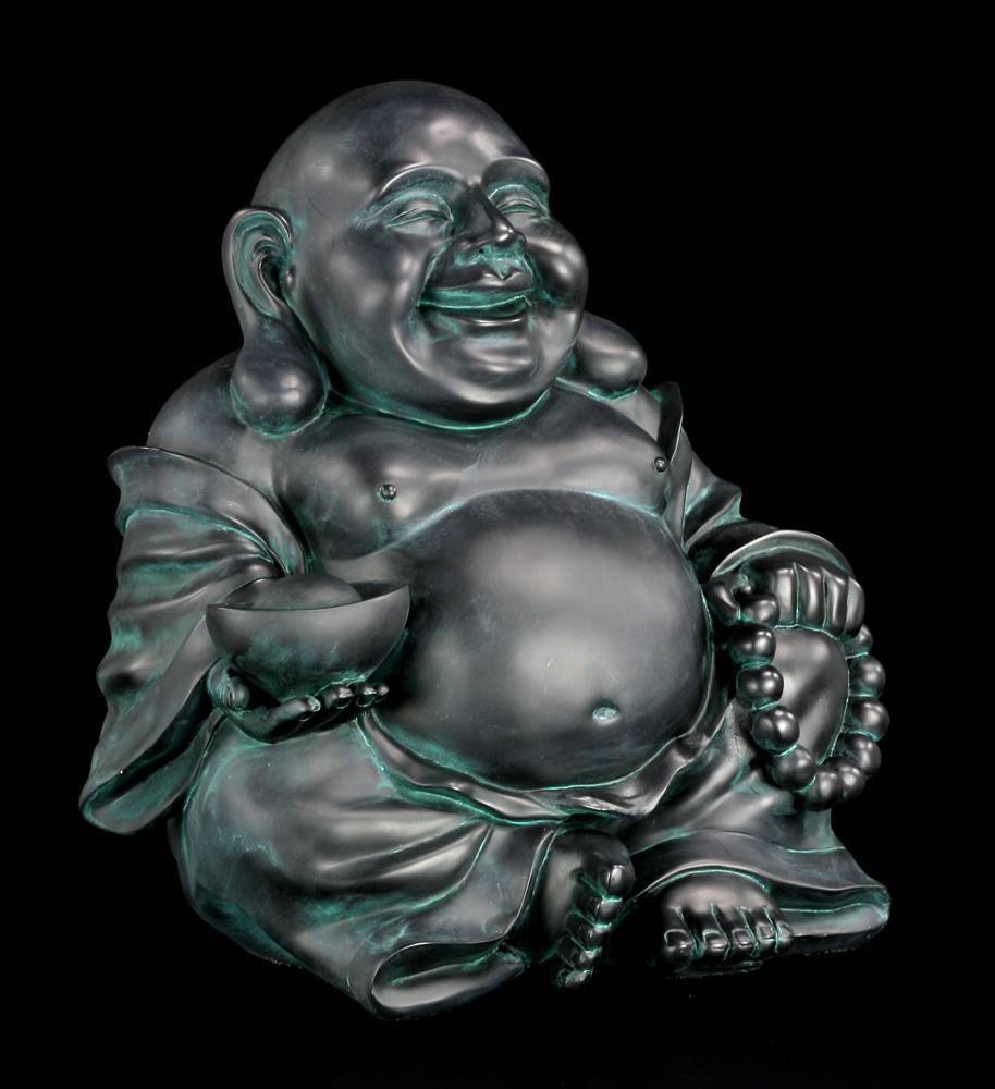 Garden Figurine - Happy Buddha - black