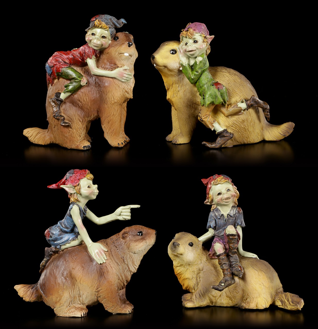 Pixie Figurines - Playing with Beavers - Set of 4