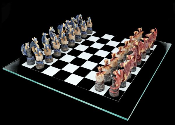 Schachspiel Drachen - Rot vs. Blau