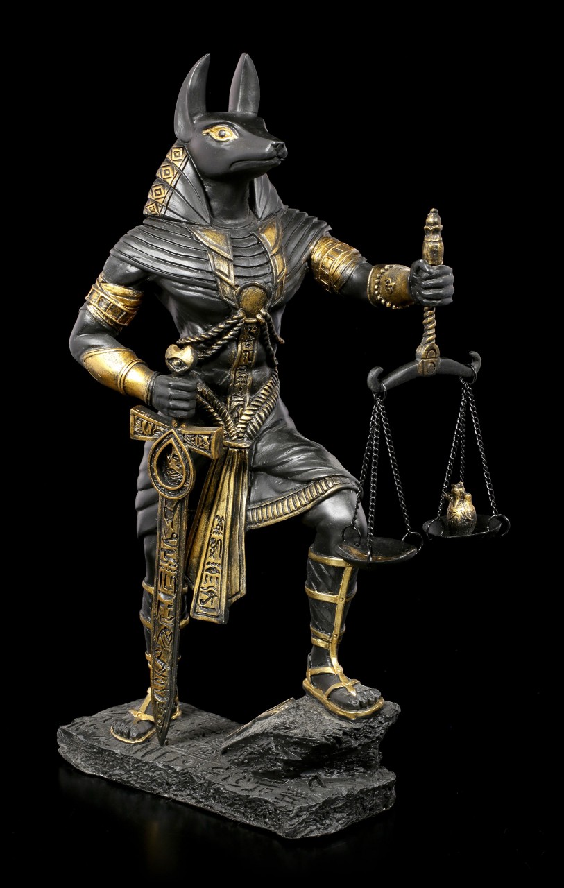 Anubis Warrior Figurine with Scale - Black-Gold