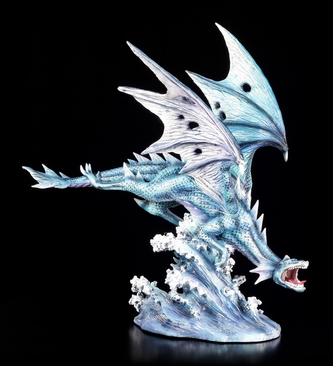 mit Kristall 11 cm hoch blauer Drachen Fantasy Figur  Tyrian 
