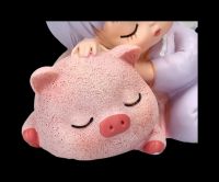 Sleeping Angel Figurine with Piggy