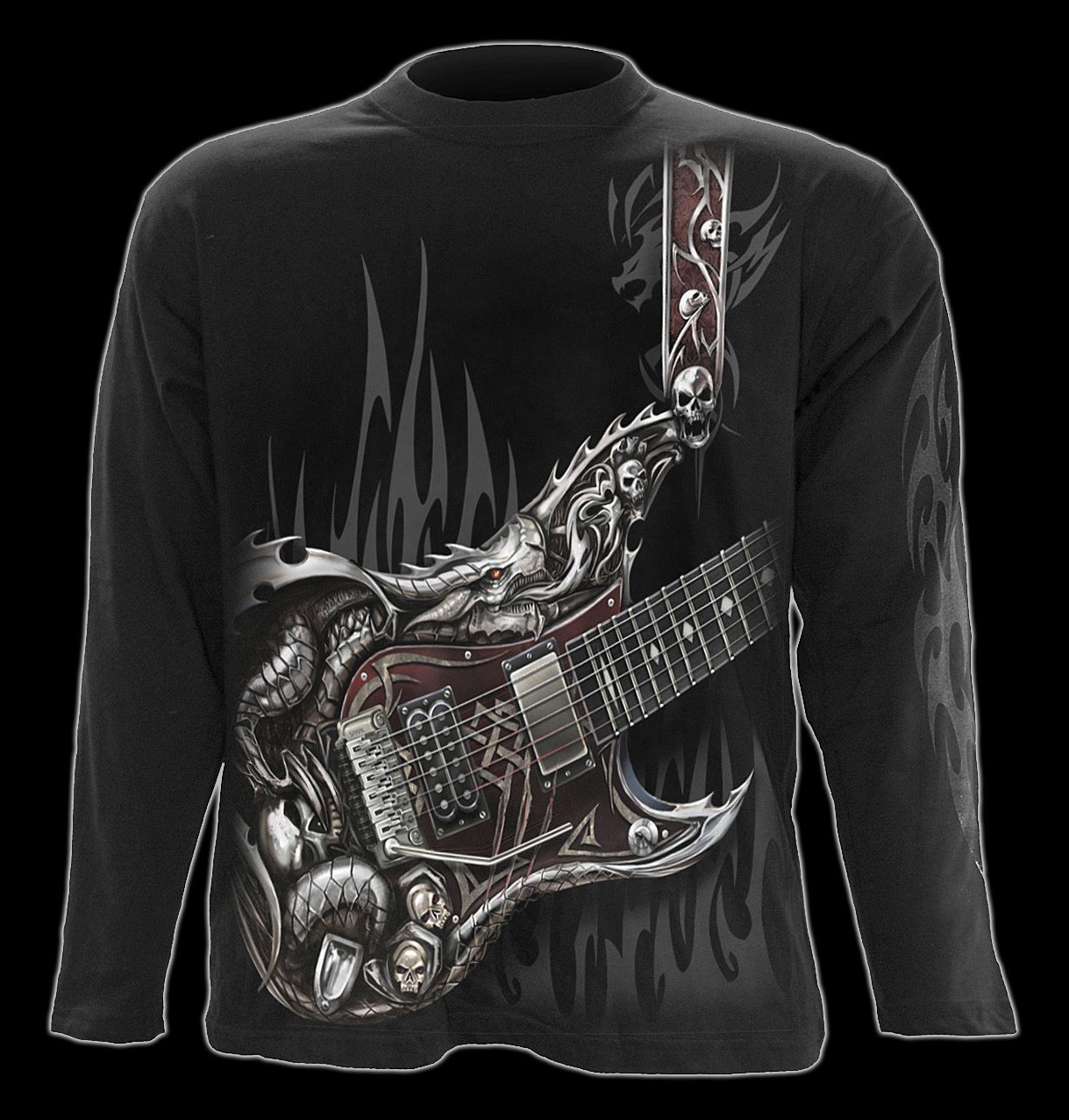 Langarmshirt - Heavy Metal Skelett - Air Guitar