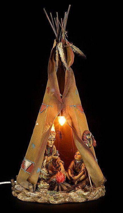 Indianer Lampe - Tipi mit Häuptling und Kind