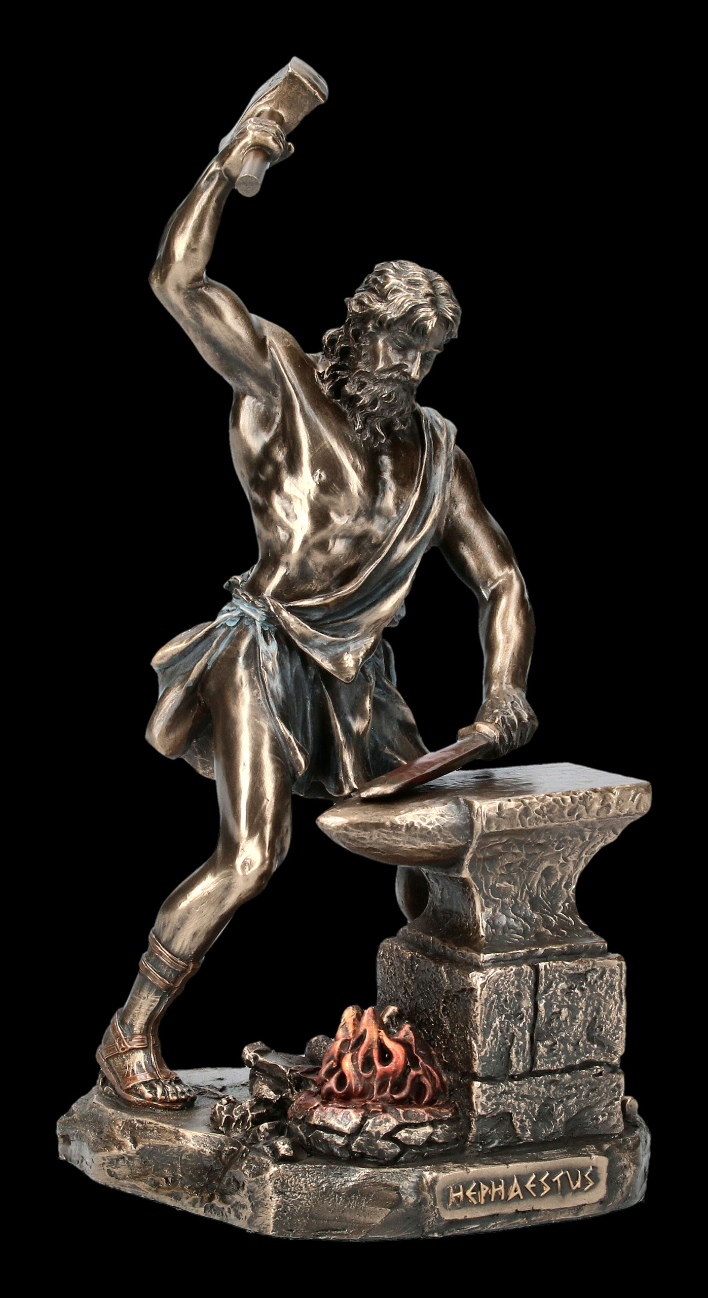 Hephaistos Gott des Feuers bronzierte Figur 22 cm Veronese Kollektion 