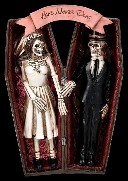Skeleton Figurine - Bride and Groom in Coffin