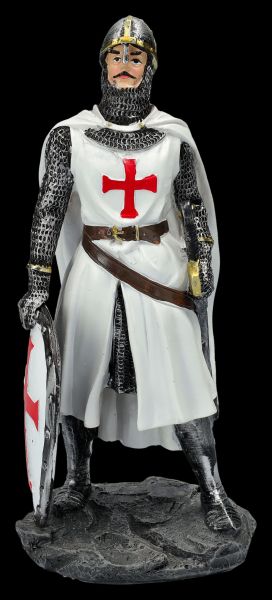 Knight Templar Figurine Leaning on Shield
