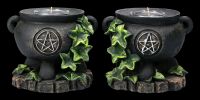 Tealight Holder Set of 2 - Witch's Cauldron with Ivy