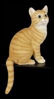 Kantenhocker - Sitzende getigerte Katzen Figur