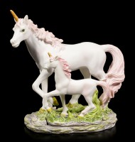 Rose Unicorn Figurine - Mama with Foal