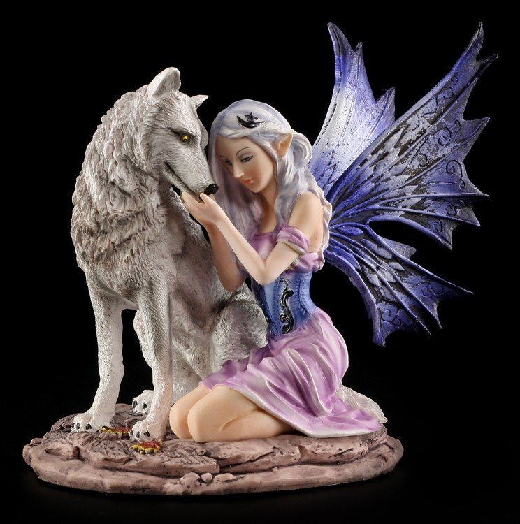 Fairy Figurine - Tandra with Wolf