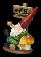 Garden Gnome Figurine with Pipe - Free Weeds