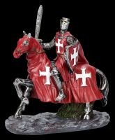 Ritter Figuren Set - Zwei Kreuzritter auf Pferd rot