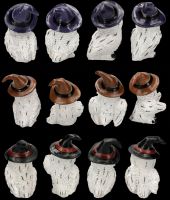 Owl Set - 12 White Owls with Wizard Hat