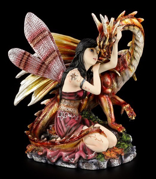 Dragon Figurine - Orange with Fairy
