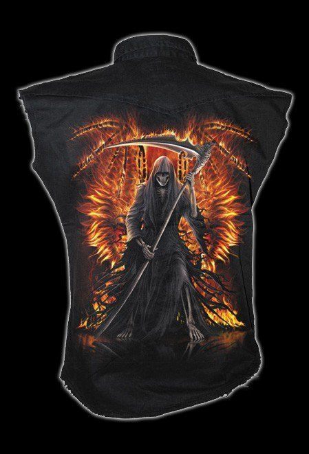 Flaming Death - Sleeveless Worker Shirt