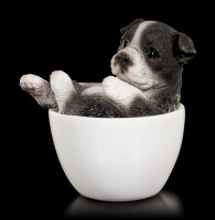 Hunde Figur mini - Boston Terrier Welpe Tasse