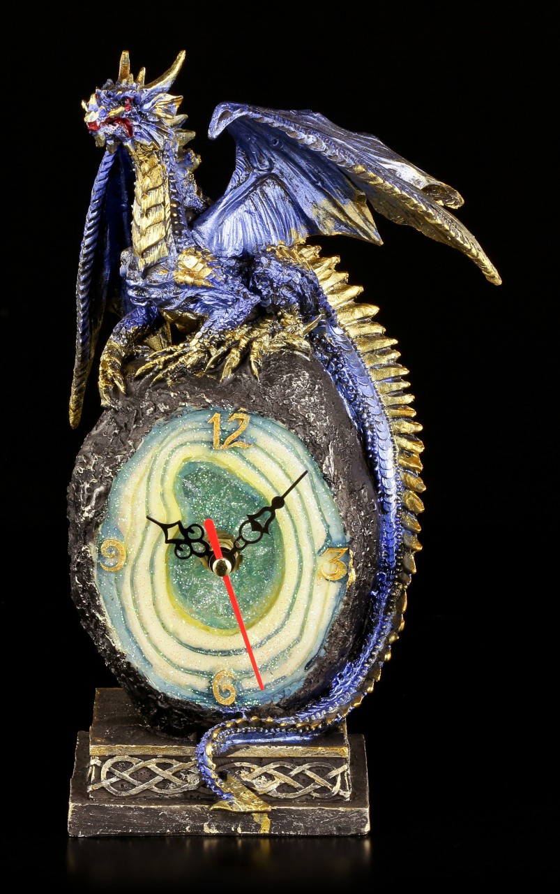 Table Clock Dragon blue - Cobalt Crystal Core
