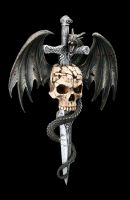 Wall Plaque Dragon and Dagger - Draco Skull