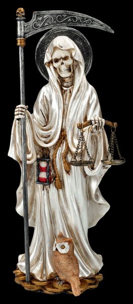 Santa Muerte Figurine with Scales white