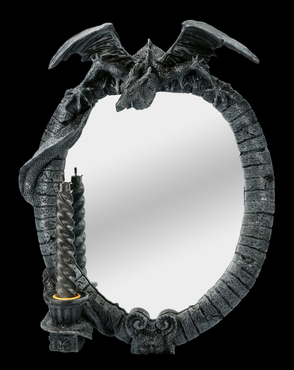 Dragon Mirror with Candlestick
