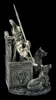 Odin Figurine - God Father on Throne with Wolves